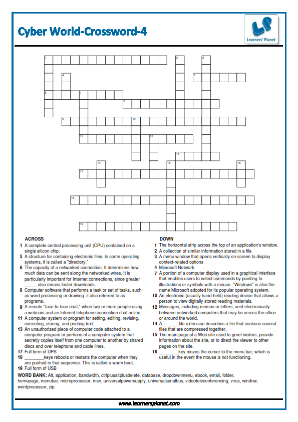 free crossword puzzle games online cyber world